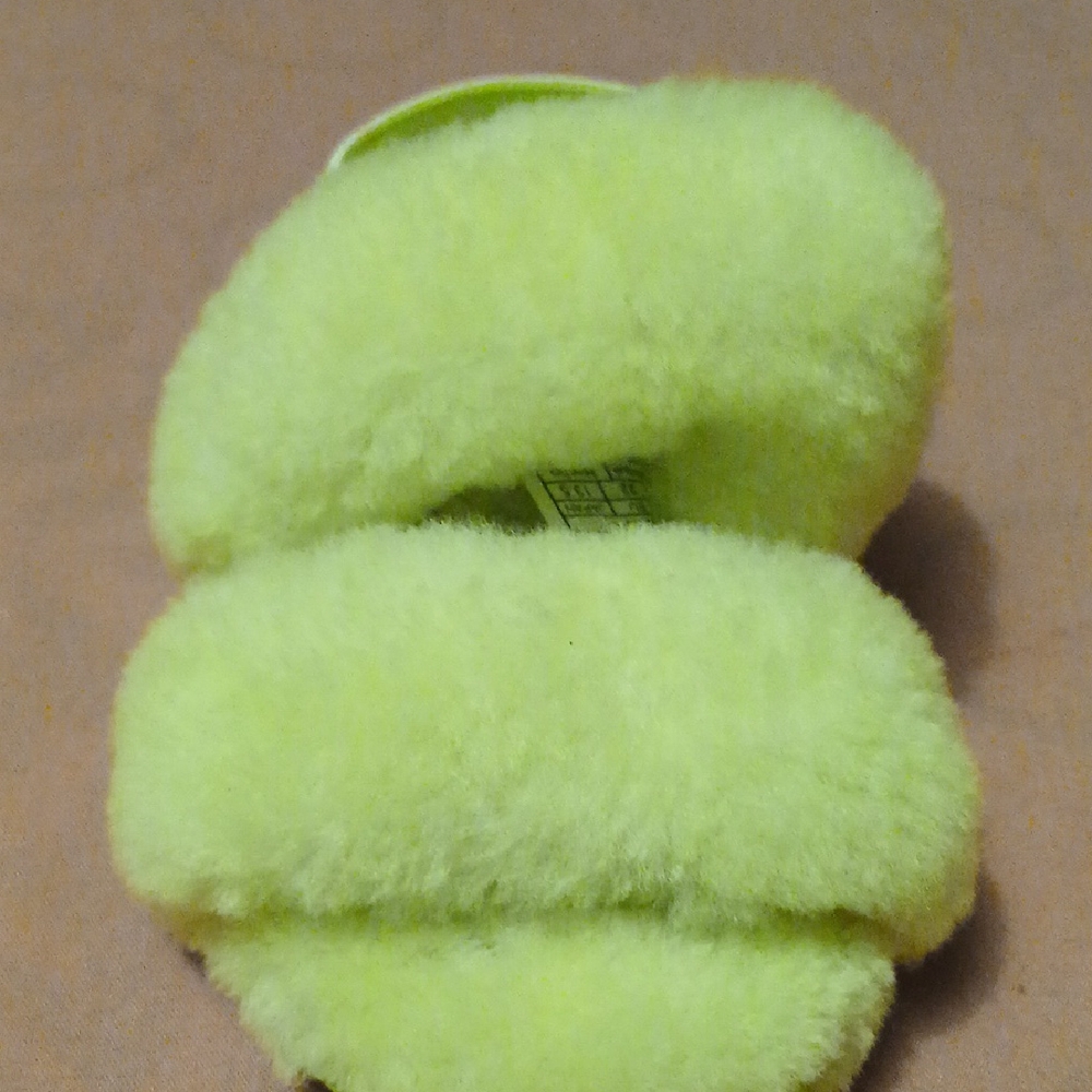 UGG Kids Neon Yellow Fluff Slides